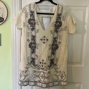 Embroidered Free People Mini Shift Dress